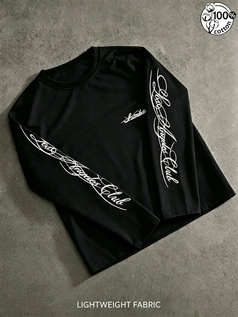 Chicano Script Sleeve Long Sleeve Tee for Oversized Streetwear Casual Outfits