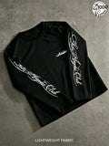 Chicano Script Sleeve Long Sleeve Tee for Oversized Streetwear Casual Outfits