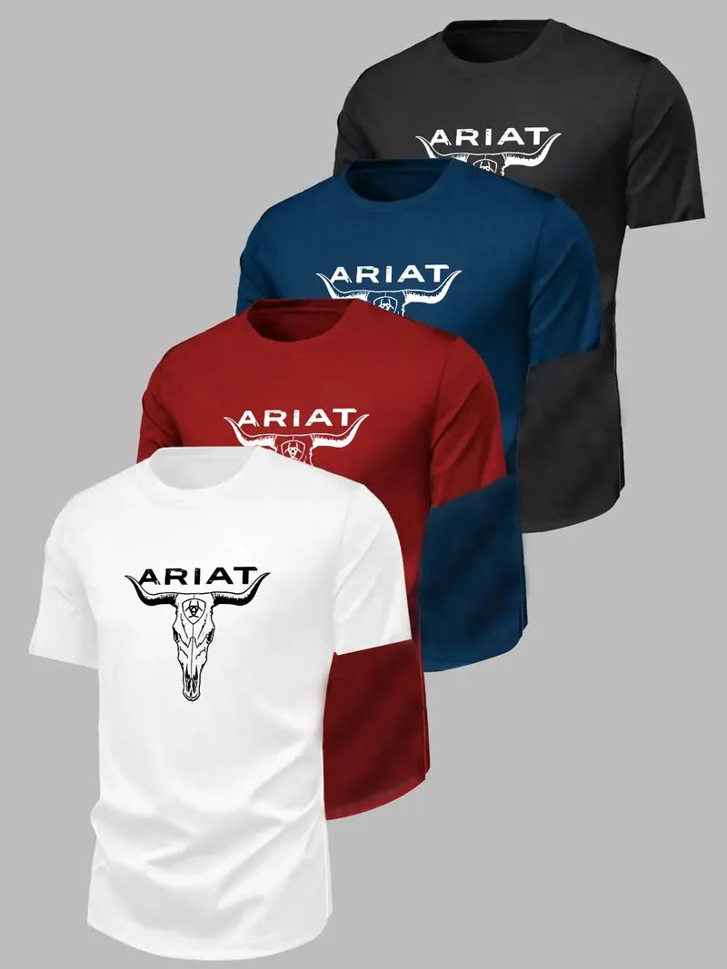 Modern Frontier: Ariat-Style Western Longhorn Skull Graphic Tee Set