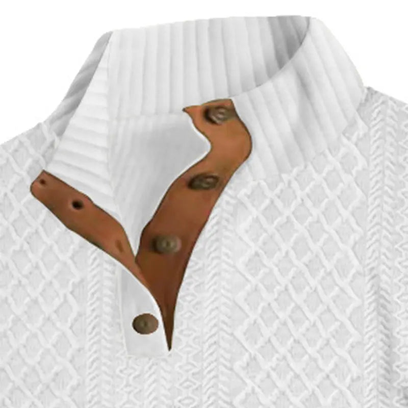 Men's Jacquard Stand Collar Henley Sweatshirt - gallery image 5