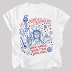 Pledge Allegiance To Your Vibes Patriotic Graphic T-Shirt for Women