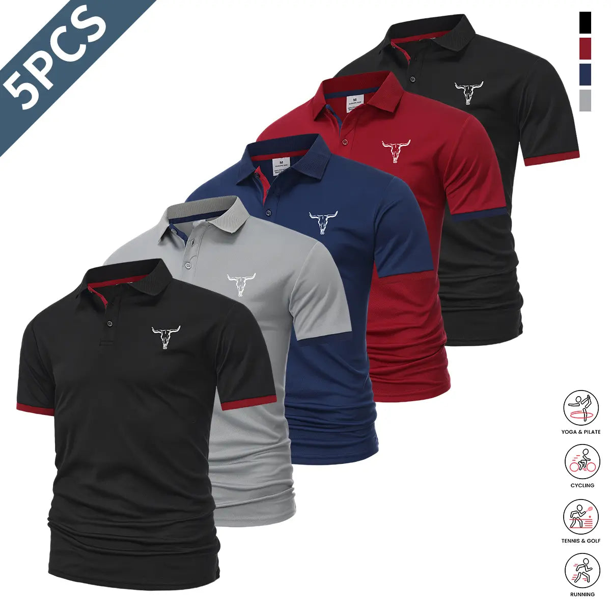 Men's Quick Dry Polo Shirt Set with Sporty Casual Style for Golf and Travel