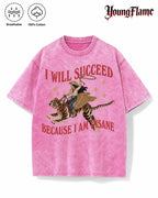 Men’s Vintage Surreal Winged Tiger Graphic Tee with Funny Motivational Statement