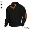 Men’s Jacquard Stand Collar Henley Sweatshirt Pack for Casual Streetwear Outfits