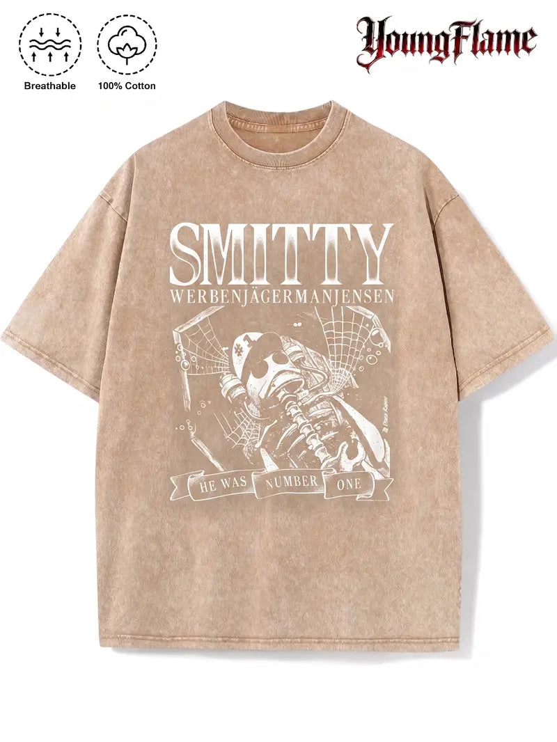 Vintage Skeleton Number One Graphic Tee for Grunge Y2K Streetwear Outfits