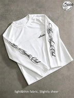 Chicano Script Sleeve Long Sleeve Tee for Oversized Streetwear Casual Outfits