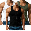 Men's Ribbed Knit Tank Top 3-Pack for Gym Training and Everyday Casual Style
