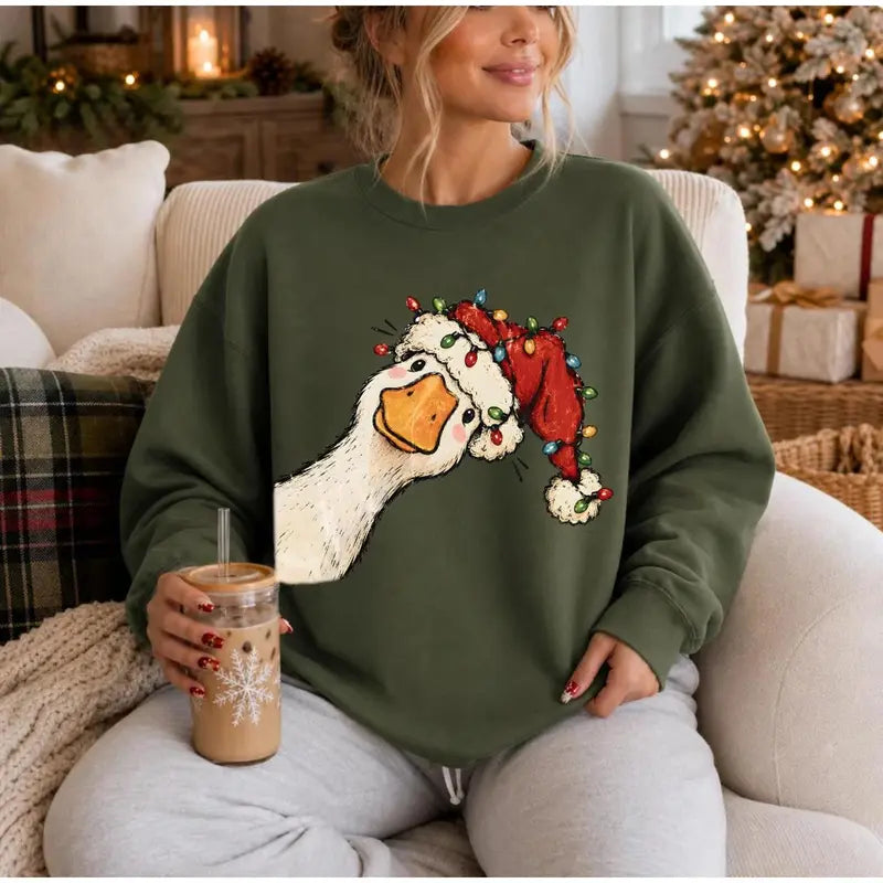 Funny Christmas Goose Sweatshirt for Holiday Parties and Cozy Winter Outfits