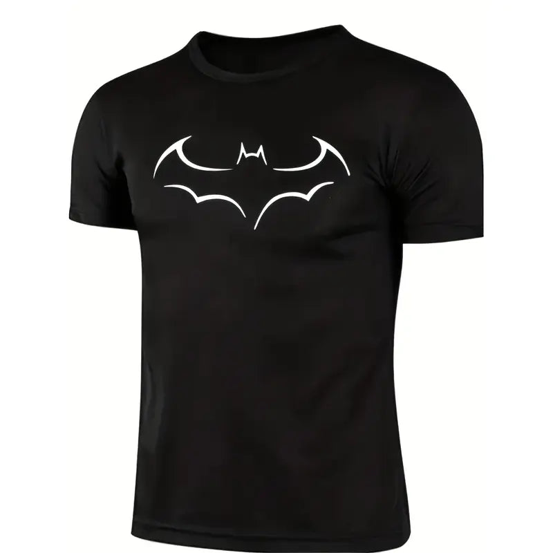 Gotham Vigilante: Minimalist Bat Outline Graphic Loose Cotton Tee