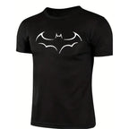 Minimal Bat Symbol Graphic T-Shirt for Men with Casual Streetwear Style