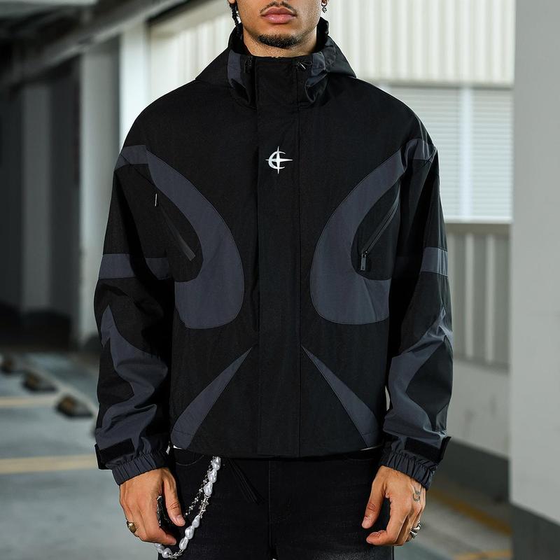 Futuristic Techwear Windbreaker Jacket for Outdoor Streetwear and Spring Layering