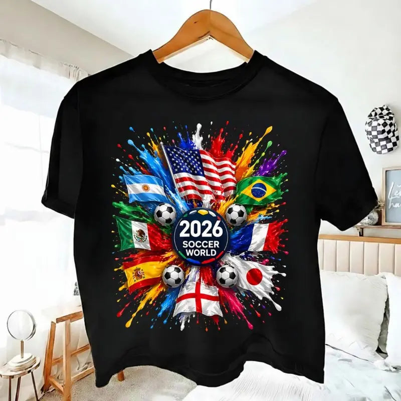 2026 Soccer World Fan Pride Graphic T-Shirt for Global Football Lovers