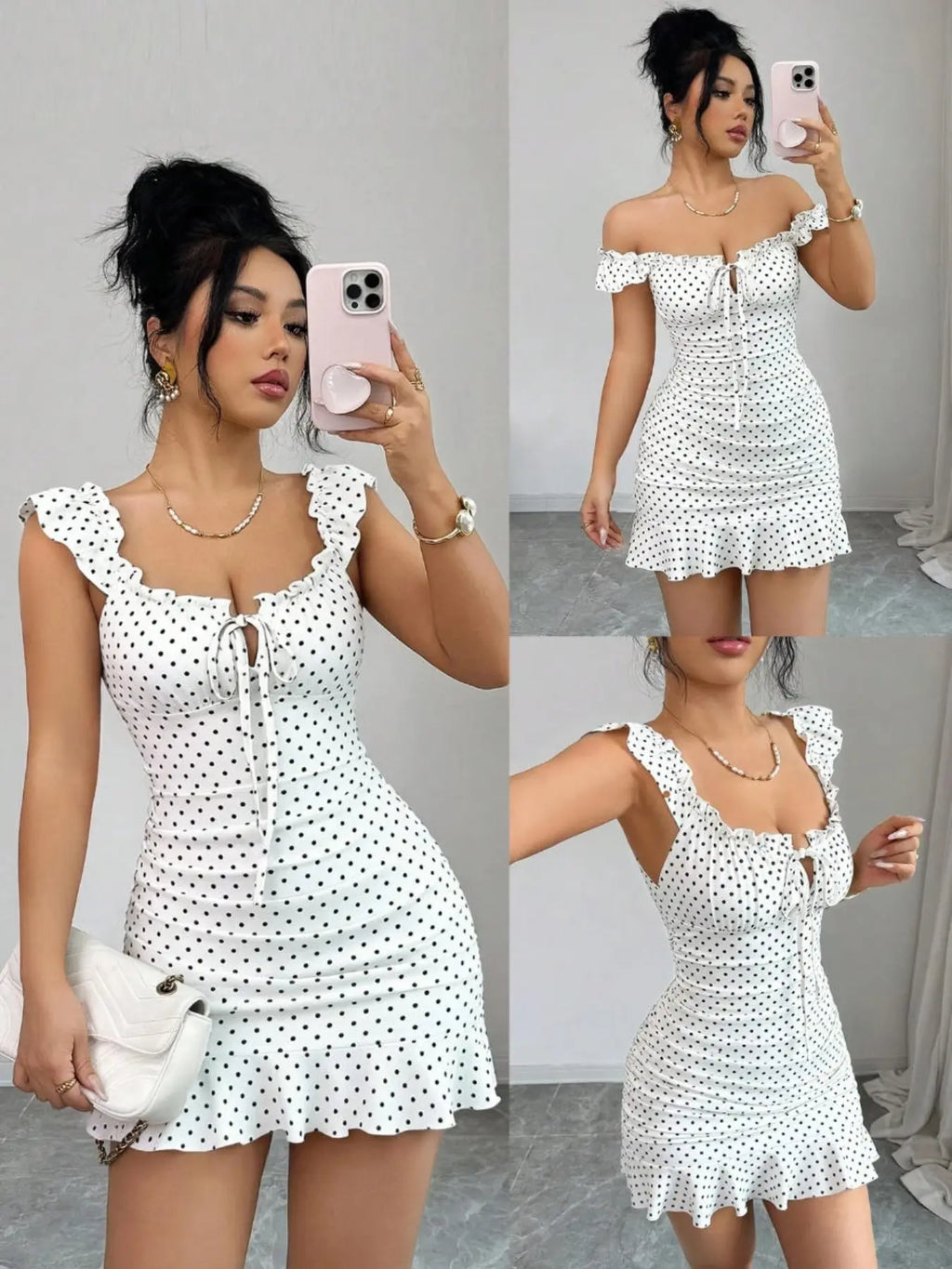 Red Polka Dot Ruffle Mini Dress for Date Nights and Summer Outfits
