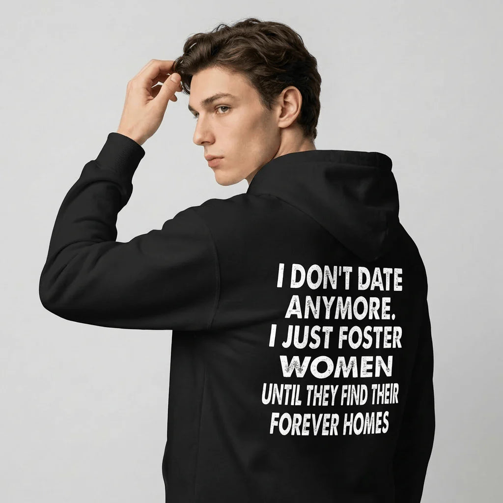 MadFits Black Heartbreak Shelter Hoodie Back View Foster Women Quote Design