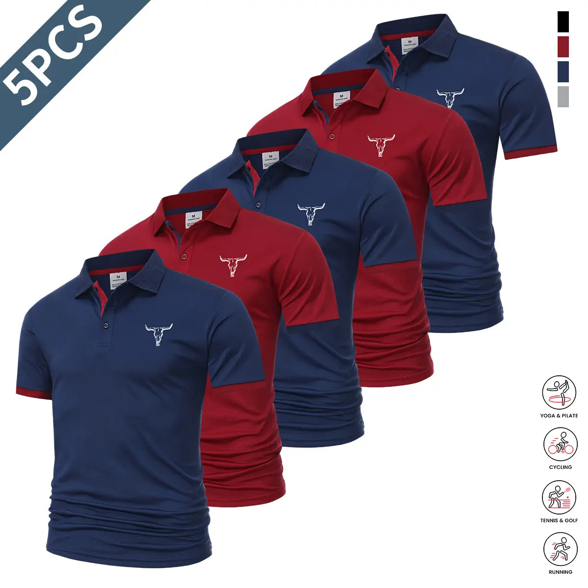 Men's Quick Dry Polo Shirt Set with Sporty Casual Style for Golf and Travel