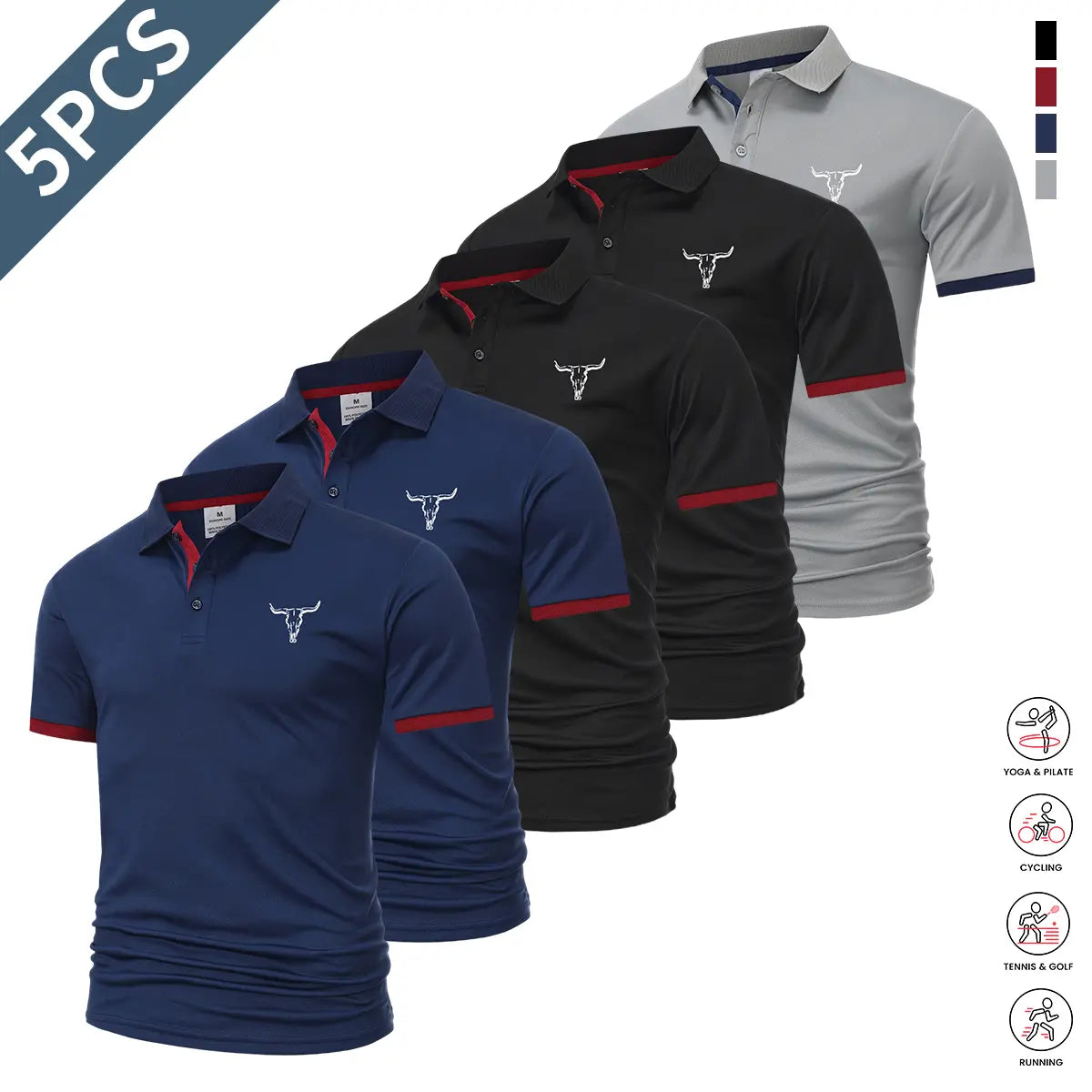 Men's Quick Dry Polo Shirt Set with Sporty Casual Style for Golf and Travel