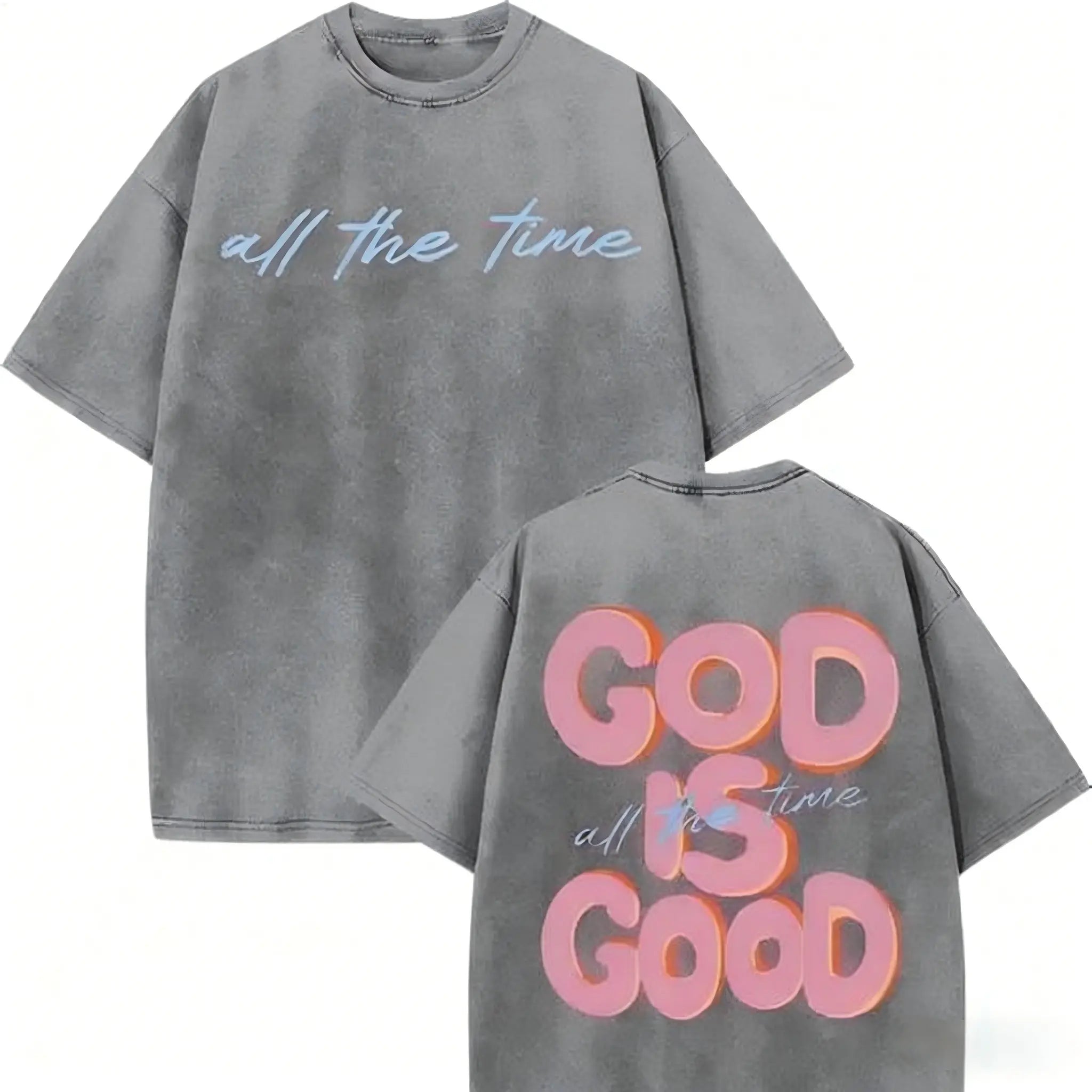 "God Is Good" Retro Vintage Washed Oversized Tee - Heavyweight 230gsm Christian Streetwear
