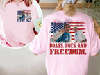 Funny Patriotic Boating Freedom Graphic T-Shirt for Fourth of July Parties