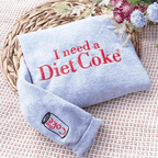 Embroidered "I Need a Diet Coke" Sweatshirt | Sarcastic Caffeine Lover Crewneck