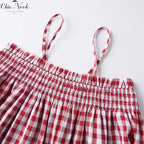 Women's Plaid Gingham Lounge Outfits Ruffle Flowy Tank Tops and  Wide Leg Shorts Sets