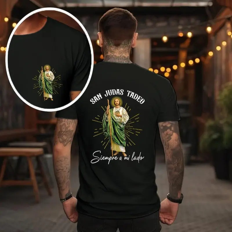 San Judas Tadeo Christian Graphic Tee for Spanish Faith and Everyday Wear
