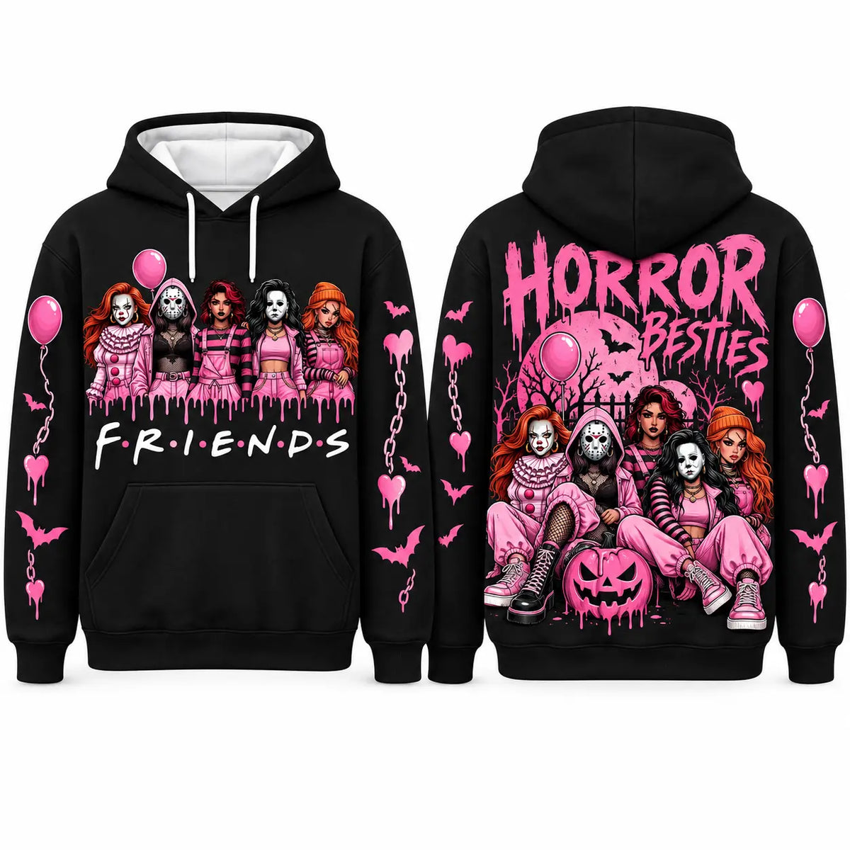 October Awareness Ribbon Horror Hoodie for Spooky Season Support and Fall Outfits