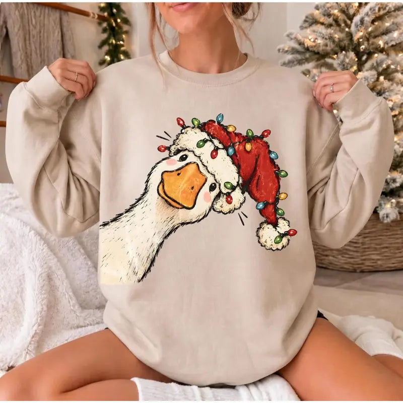 Funny Christmas Goose Sweatshirt for Holiday Parties and Cozy Winter Outfits