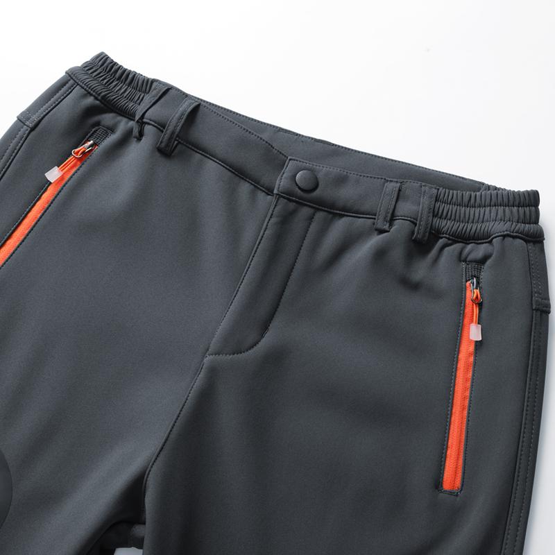 Men's Waterproof Fleece-Lined Softshell Thermal Pants with Zip Pockets