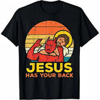 "Jesus Has Your Back" Retro Jiu-Jitsu Submission Christian Graphic Tee