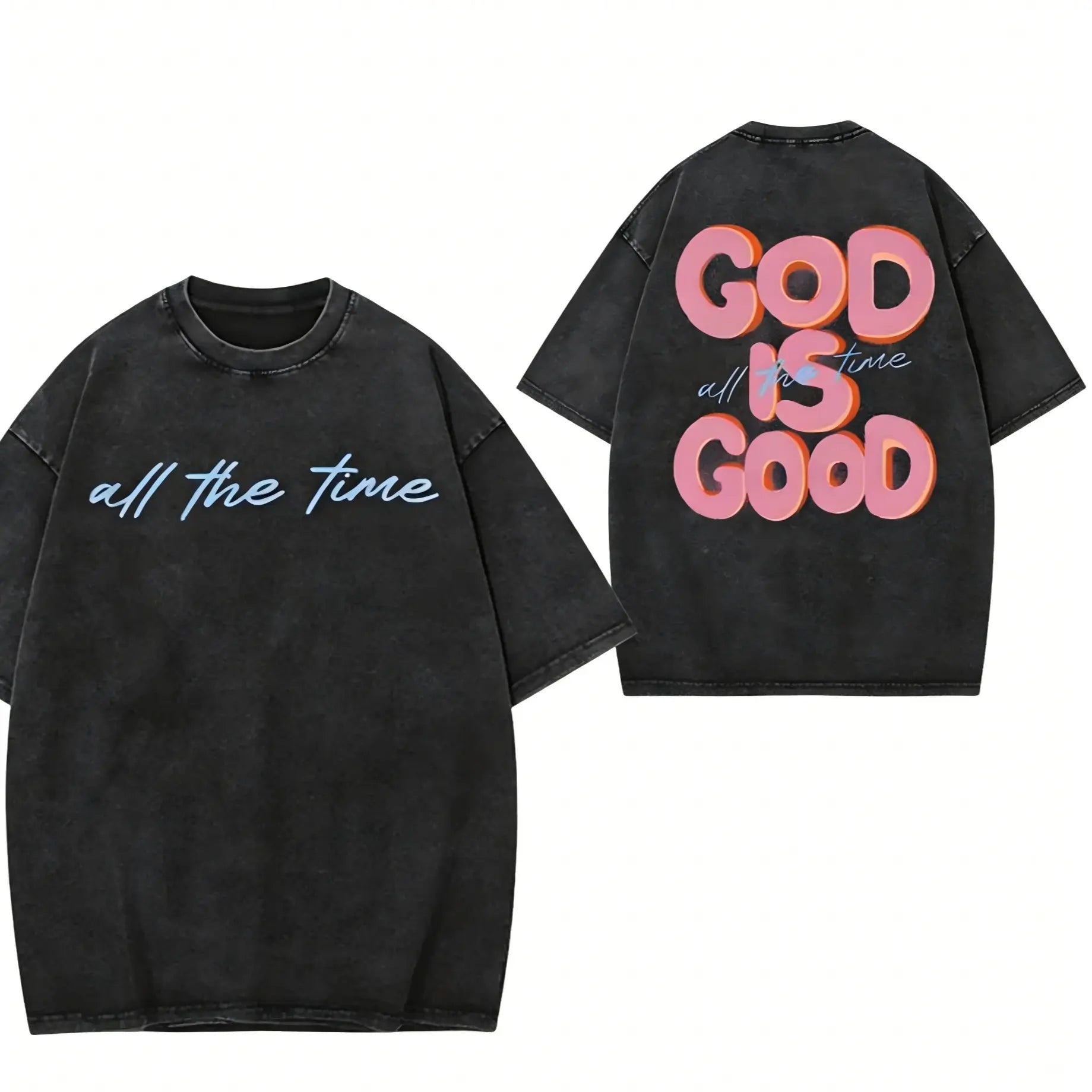 "God Is Good" Retro Vintage Washed Oversized Tee - Heavyweight 230gsm Christian Streetwear