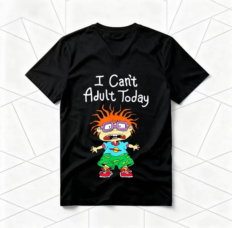 "I don't want to grow up today" - a mischievous little soldier cartoon American-style black short-sleeved unisex T-shirt