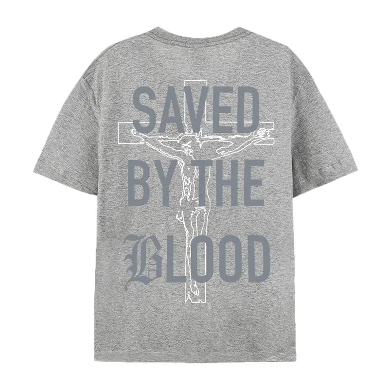 Saved By The Blood Christian Graphic Tee for Faith Streetwear and Everyday Wear