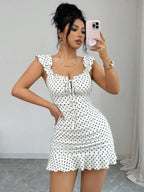 Red Polka Dot Ruffle Mini Dress for Date Nights and Summer Outfits