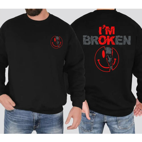 "I'M BROKEN" Distressed Smiley Face Graphic Tee - Edgy Grunge Aesthetic Streetwear Shirt