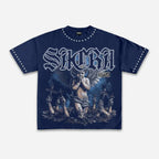 Retro Angel Graphic T-Shirt with Gothic Streetwear Style for Men