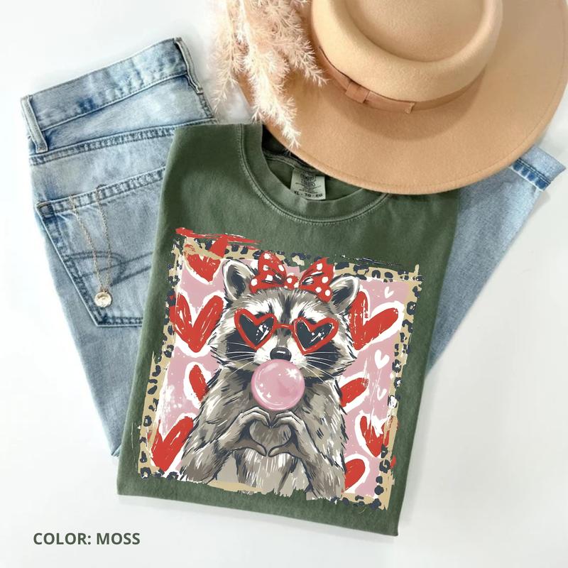 Raccoon T-shirt, Cute Raccoon Love Tee, Trendy Animal Valentine Gift