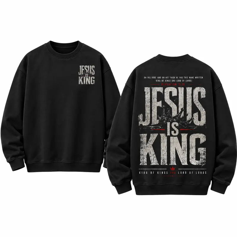 Jesus Is King Christian Hoodie with Revelation Scripture for Faith Streetwear Outfits