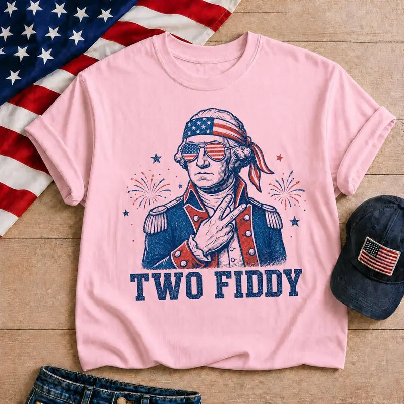 Two Fiddy George Washington Funny Patriotic Meme T-Shirt