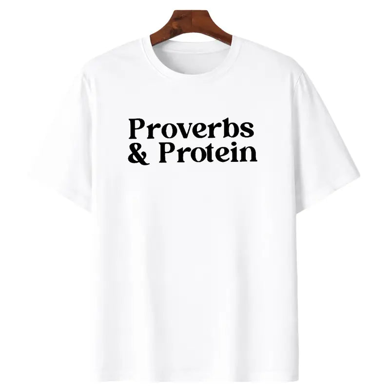 Faith-Fueled Strength: The 'Proverbs & Protein' Modern Christian Workout Tee
