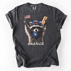 Funny Patriotic Raccoon Graphic T-Shirt for Fourth of July Parties
