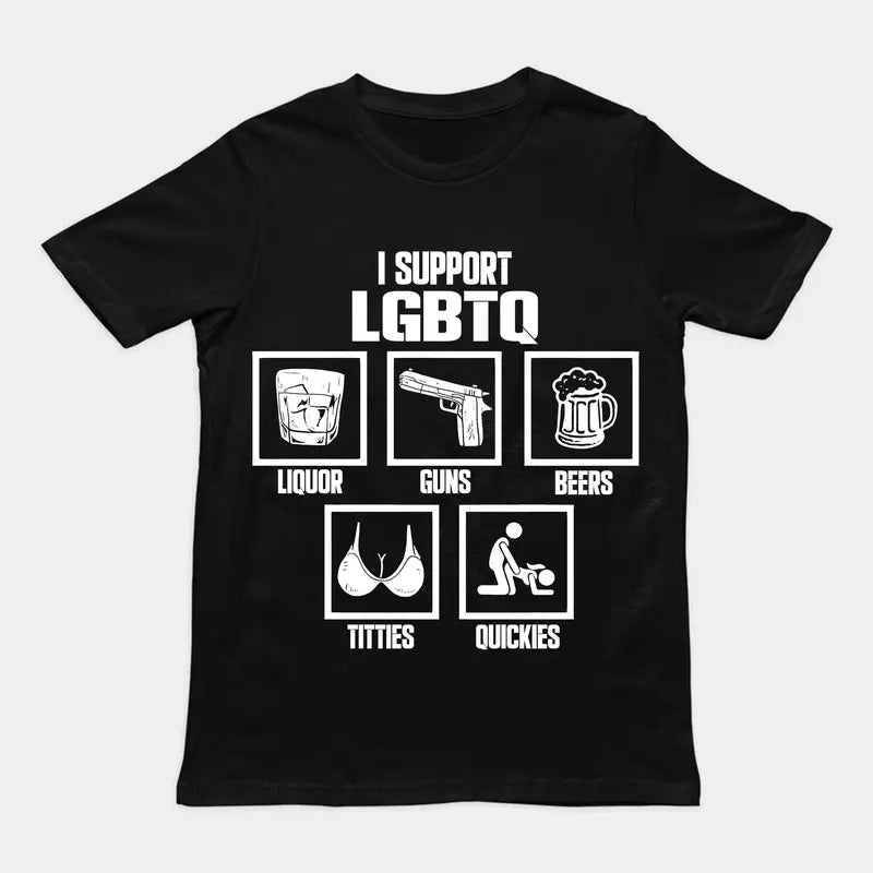 Sarcastic "I Support LGBTQ" Edgy Graphic Tee for Bold Personalities