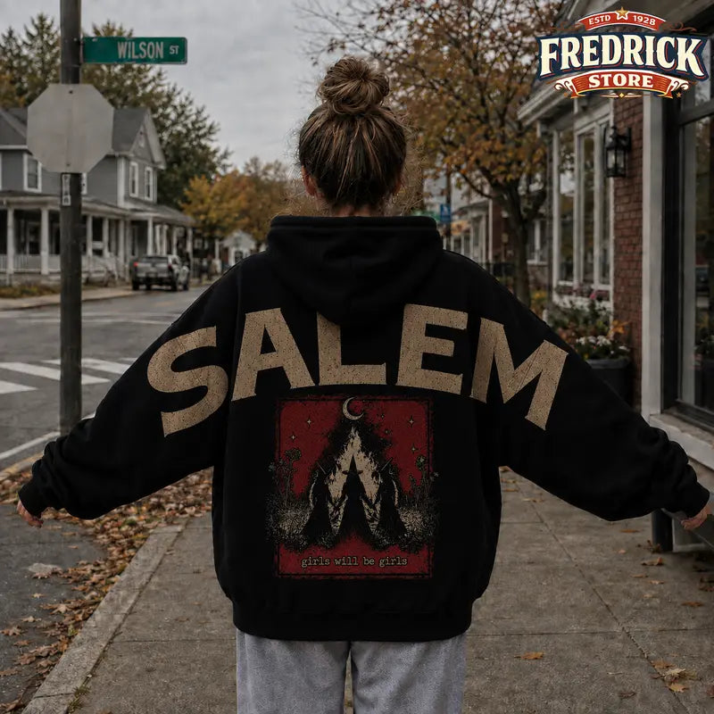 Salem Girls Trip Halloween Hoodie with Witchy Graphic for Spooky Weekend Style