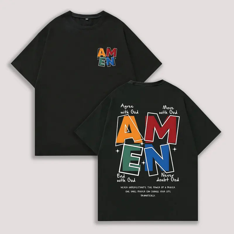 Move With God: "AMEN" Acronym Heavyweight Vintage Streetwear Graphic Tee
