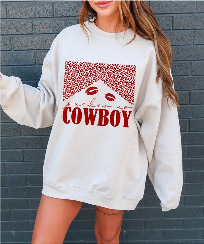 Western Valentine Cowboy Sweatshirt, Retro Shirt, Funny Valentine Sweater, Western Hearts Shirt,  Womenswear