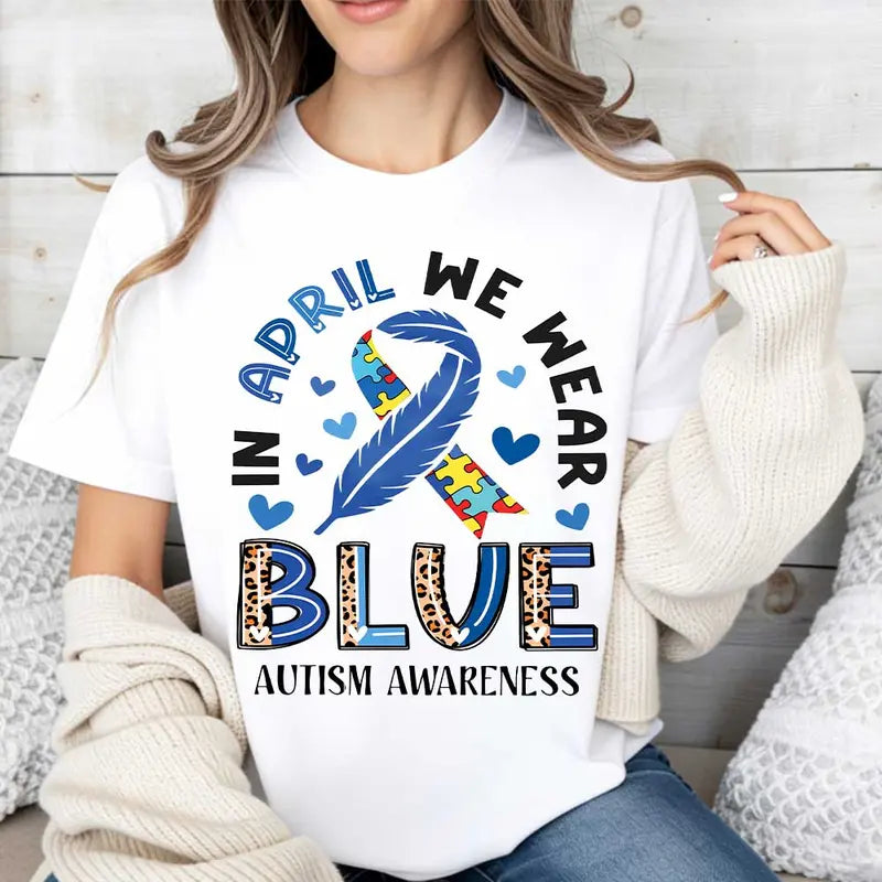 Wear Blue with Heart: Autism Awareness Month Empowerment Graphic Tee