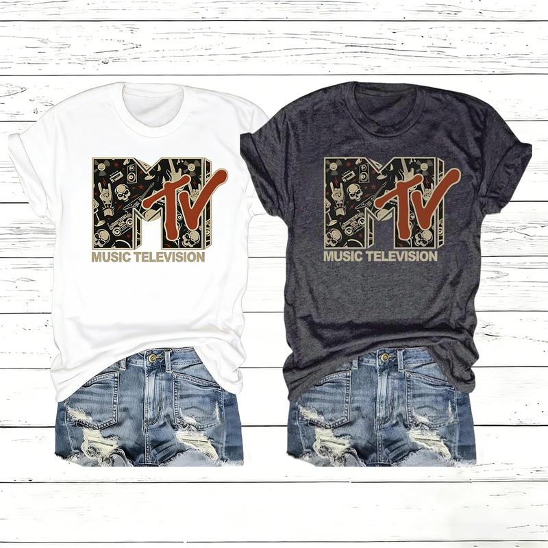 Women's Floral & Skeleton Print Round Neck Tee, Fashion Casual Short Sleeve T-shirt for Daily Wear