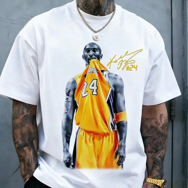Retro Basketball Legend Tribute Graphic Tee for Streetwear Fans and Gym Outfits