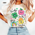 "Lucky To Be Your Teacher" Vintage Retro St. Patrick's Day Comfort Colors Teacher Appreciation Tee