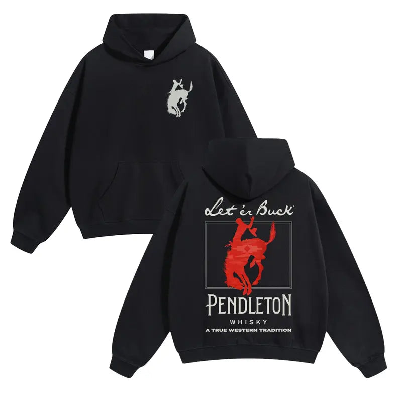 Western Rodeo Graphic Hoodie for Cowboy Streetwear and Casual Outdoor Outfits