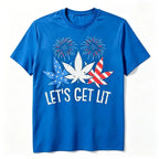 Let’s Get Lit Funny Fourth of July Graphic T-Shirt for Summer Parties